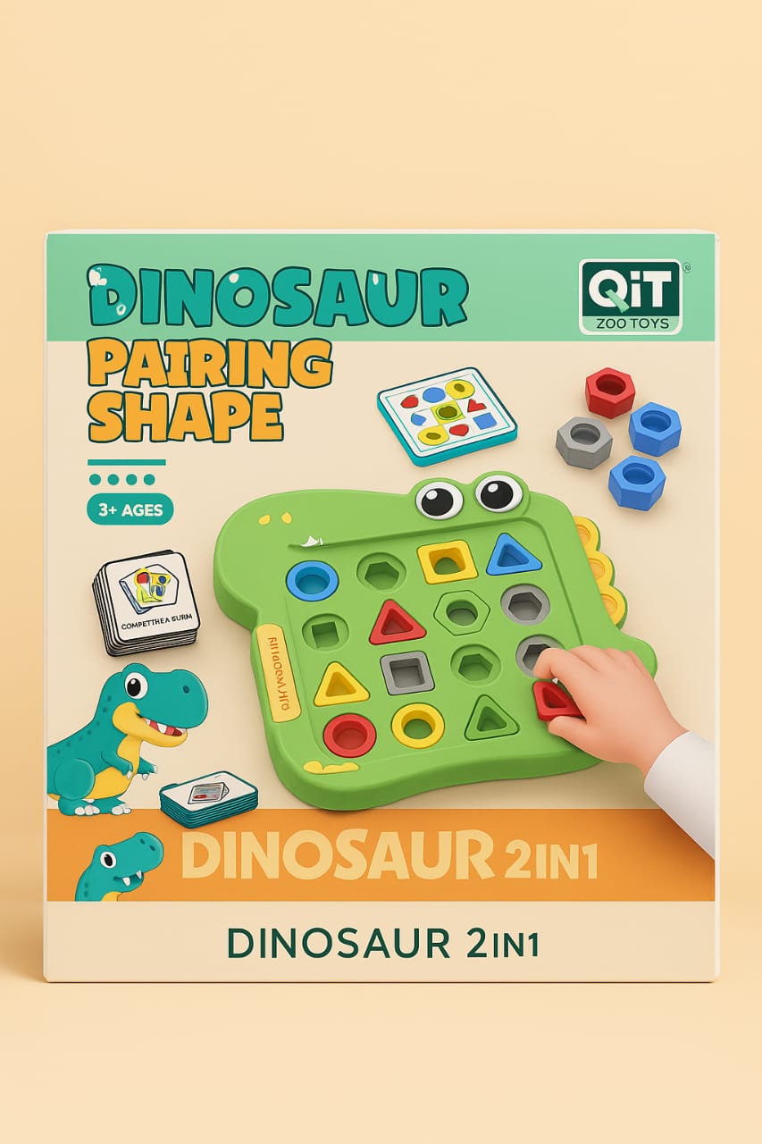 Jeu Éducatif Dinosaur 2-en-1 – Apprentissage des Formes et des Couleurs
